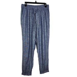 Old Navy Pants Medium Tall High Waisted Linen Blend Straight Cropped Chambray